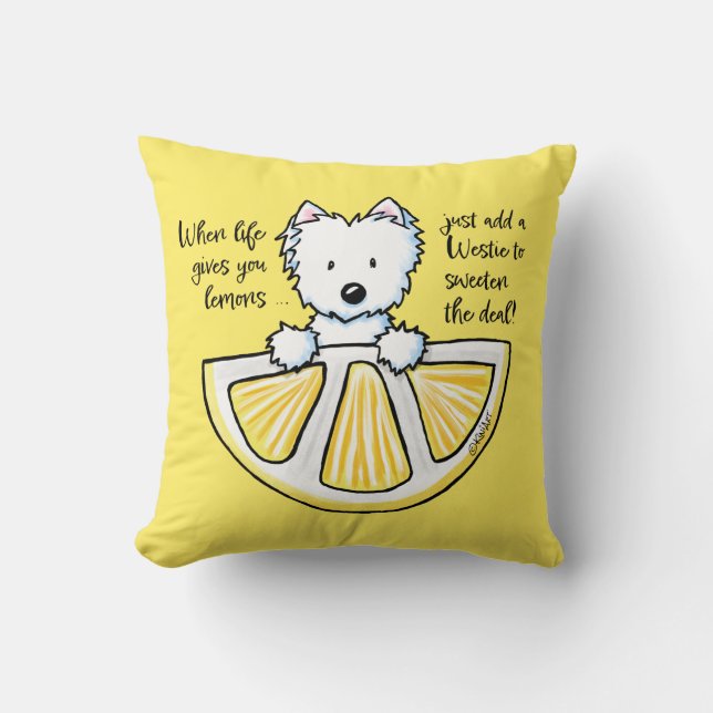 KiniArt Life Lemons Westie Worpillow Kussen (Voorkant)