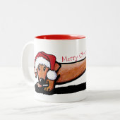 KiniArt Little Red Doxie kerstMok Tweekleurige Koffiemok (Voorkant links)