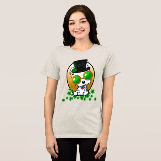 KiniArt Lucky Westie Tri-Blend Shirt (Voorkant volledig)