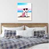 KiniArt Maltese Beach Dog Canvas Afdruk (Insitu (Slaapkamer))