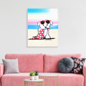 KiniArt Maltese Beach Dog Canvas Afdruk (Insitu (Woonkamer))