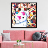 KiniArt Maltese Gekke Quilt Canvas Afdruk (Insitu (Woonkamer))