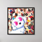 KiniArt Maltese Gekke Quilt Canvas Afdruk (Voorkant)