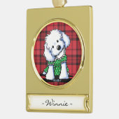 KiniArt Maltese gepersonaliseerd Ornament Verguld Banner Ornament (Links)
