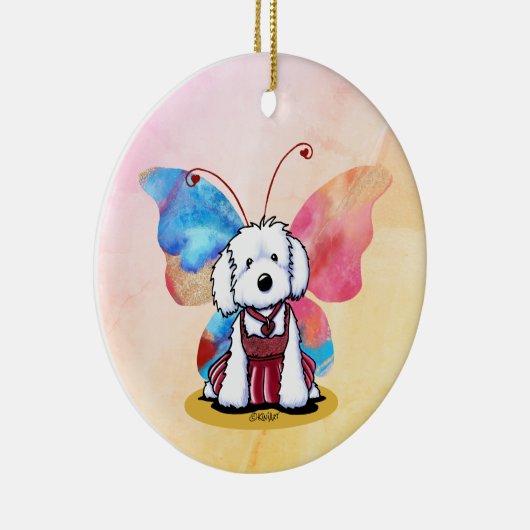 KiniArt Maltese vlinder Keramisch Ornament (Rechts)