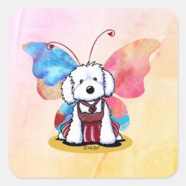 KiniArt Maltese vlinder Vierkante Sticker