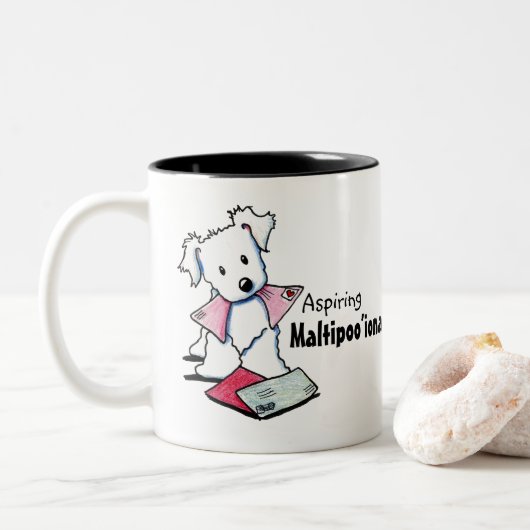 KiniArt Maltipoo Tweekleurige Koffiemok (Met donut)