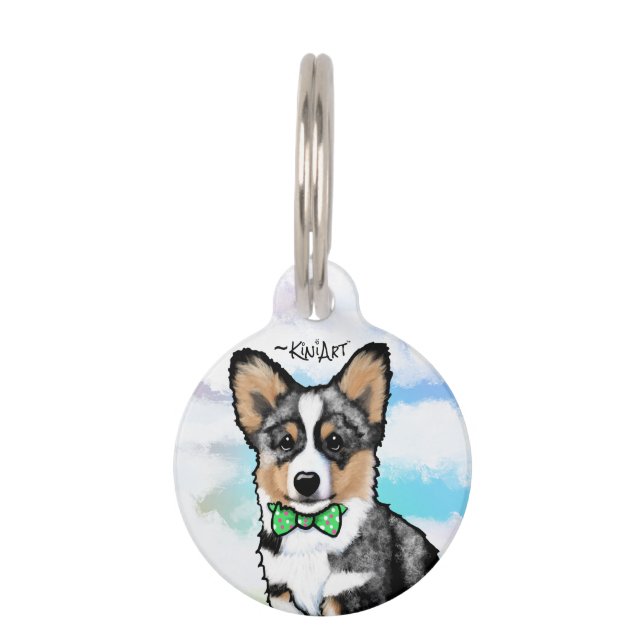 KiniArt Merle Corgi Huisdierpenning (Voorkant)
