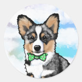 KiniArt Merle Corgi Ronde Sticker (Voorkant)