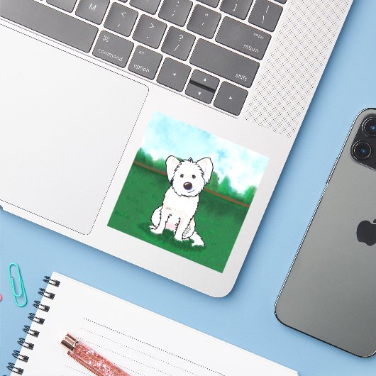 KiniArt Mia Portrait Sticker (Laptop met iPhone)