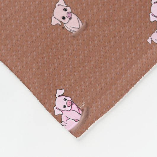 KiniArt Mud Bath Pigs Fleece Blanket Deken (Hoek)