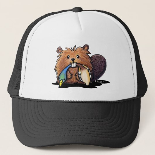 KiniArt Muts met Cute Beaver Trucker Pet (Voorkant)