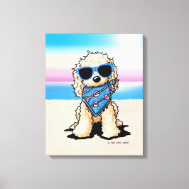KiniArt Nautical Pup Dog Beach Canvas Afdruk