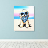 KiniArt Nautical Pup Dog Beach Canvas Afdruk (Insitu (Houten vloer))