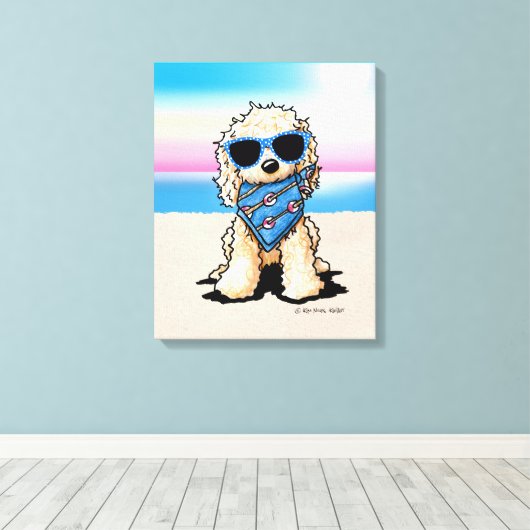 KiniArt Nautical Pup Dog Beach Canvas Afdruk (Insitu (Houten vloer))