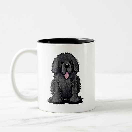 KiniArt Newfoundland Dog Tweekleurige Koffiemok (Links)