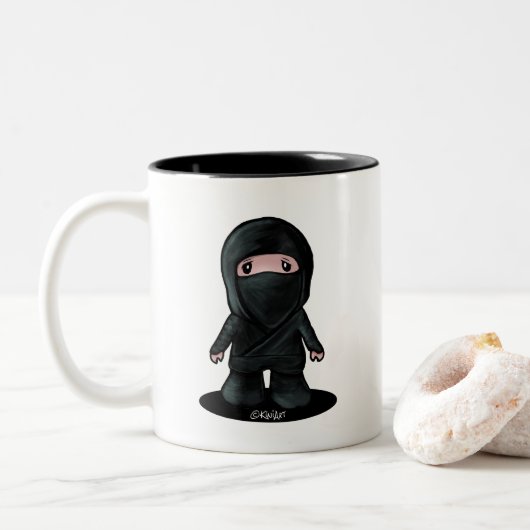 KiniArt Ninja Tweekleurige Koffiemok (Met donut)