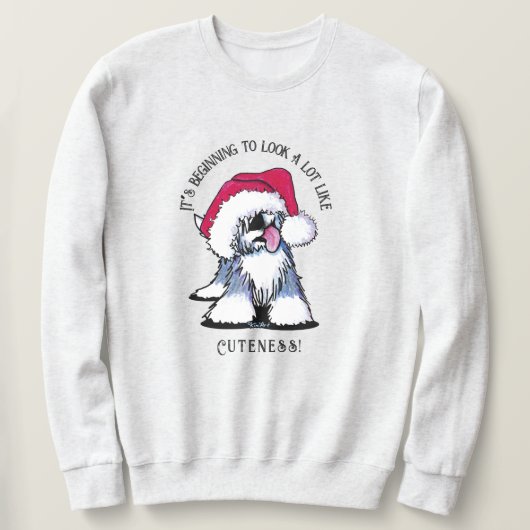 KiniArt Old English Sheepdog Kerstmis Trui (Design voorkant)