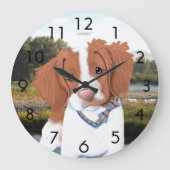 KiniArt Oranje Brittany Dog Clock Grote Klok (Voorkant)