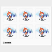KiniArt Oranje Winter Westie Vierkante Sticker (Vel)