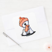 KiniArt Oranje Winter Westie Vierkante Sticker (Envelop)