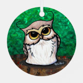 KiniArt Owl T-Shirt Metalen Ornament (Achterkant)