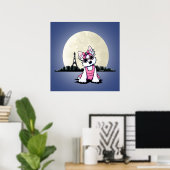 KiniArt Paris Night Olivia Westie Poster (Thuiskantoor)