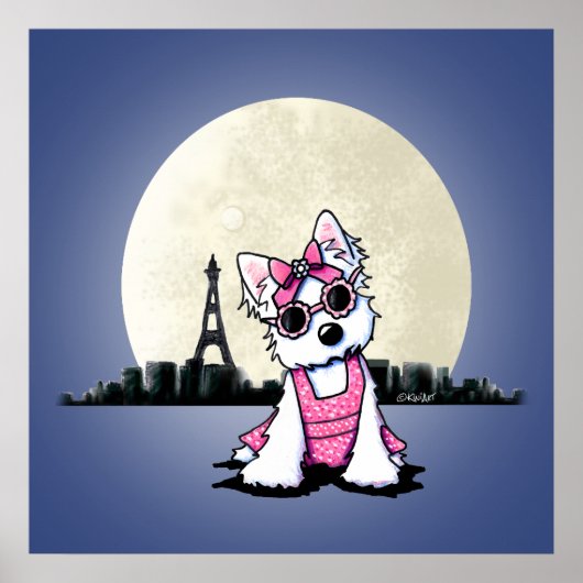 KiniArt Paris Night Olivia Westie Poster (Voorkant)