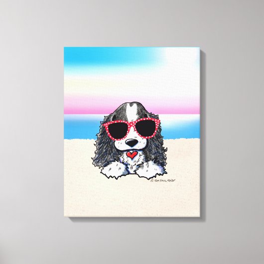 KiniArt Parti Cocker Spaniel Dog Beach Canvas Afdruk (Voorkant)