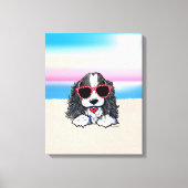 KiniArt Parti Cocker Spaniel Dog Beach Canvas Prin (Voorkant)