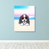 KiniArt Parti Cocker Spaniel Dog Beach Canvas Prin (Insitu (Houten vloer))