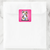 KiniArt Patches Calico Kitten Square Sticker (Tas)