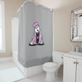 KiniArt Pink Camo Westies Shower Curtain Douchegordijn (In situ)