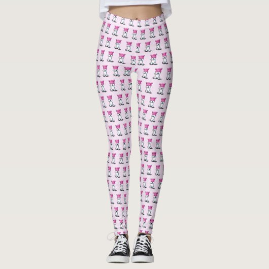 KiniArt Pink Pet Westie Terrier Leggings (Voorkant)