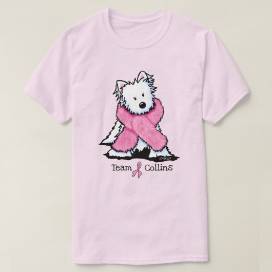KiniArt Pink Ribbon Westie Team T-Shirt (Design voorkant)