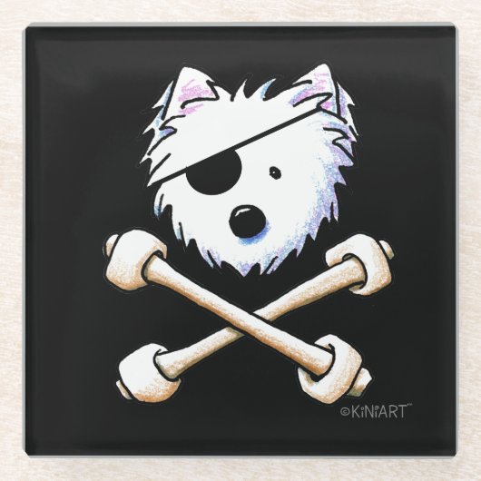 KiniArt Pirate Westie Crossbones Onderzetter (Voorkant)
