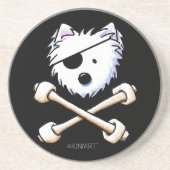 KiniArt Pirate Westie Crossbones Onderzetter (Voorkant)