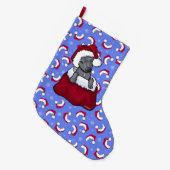 KiniArt Pit Bull met Kerstmis stoppen Grote Kerstsok (Voorkant (Hangend))