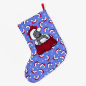 KiniArt Pit Bull met Kerstmis stoppen Grote Kerstsok (Achterkant (Hangend))