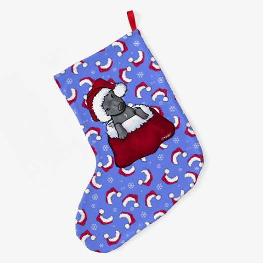 KiniArt Pit Bull met Kerstmis stoppen Grote Kerstsok (Achterkant (Hangend))