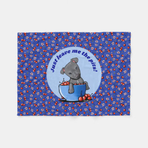 KiniArt Pitbull Puppy Cherries Fleece Blanket Deken