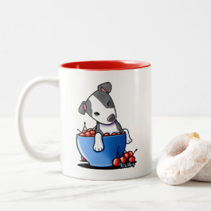 KiniArt Pitbull Puppy T-shirt Tweekleurige Koffiemok