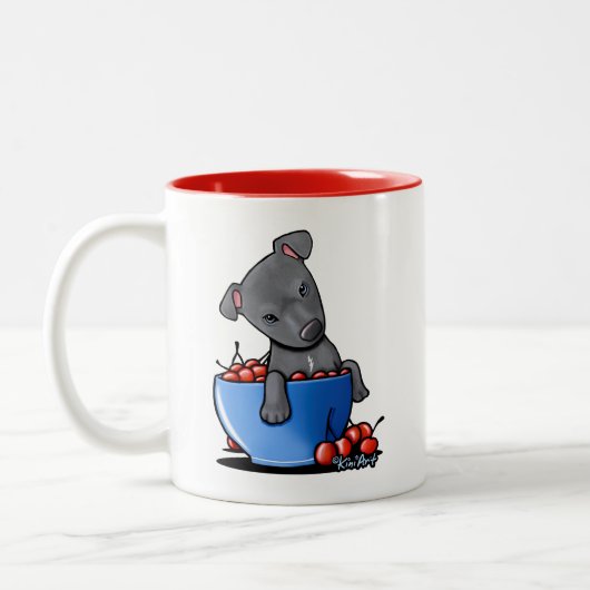KiniArt Pitbull Puppy Two-Tone Coffee Mok (Links)