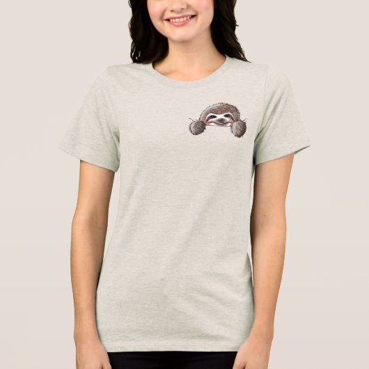 KiniArt Pocket Sloth Tri-Blend Shirt (Voorkant)