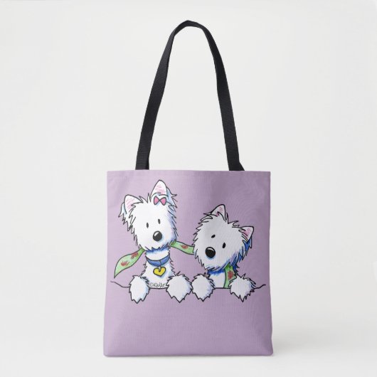 KiniArt Pocket Westie Boy en Girl Tote Bag (Voorkant)