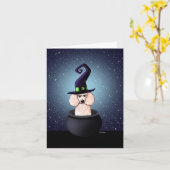 KiniArt poedel heks Halloween Kaart (Gele Bloem)