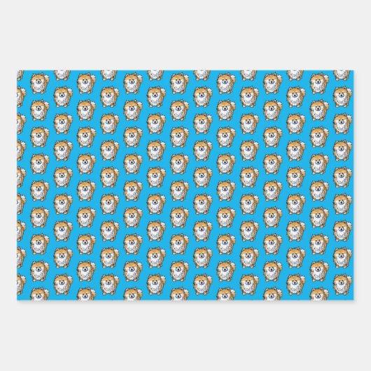 KiniArt Pom Wrapping Paper Flat Sheet Set van 3 (Voorkant)