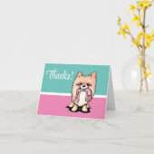 KiniArt Pomeranian bedankkaart Kaart (Gele Bloem)