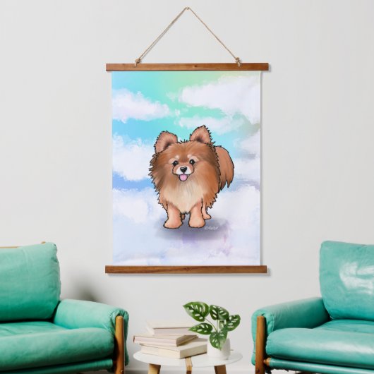 KiniArt Pomeranian Hangend Wandkleed (Woonkamer)