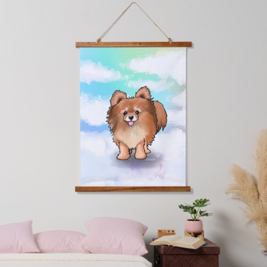 KiniArt Pomeranian Hangend Wandkleed (Slaapkamer)